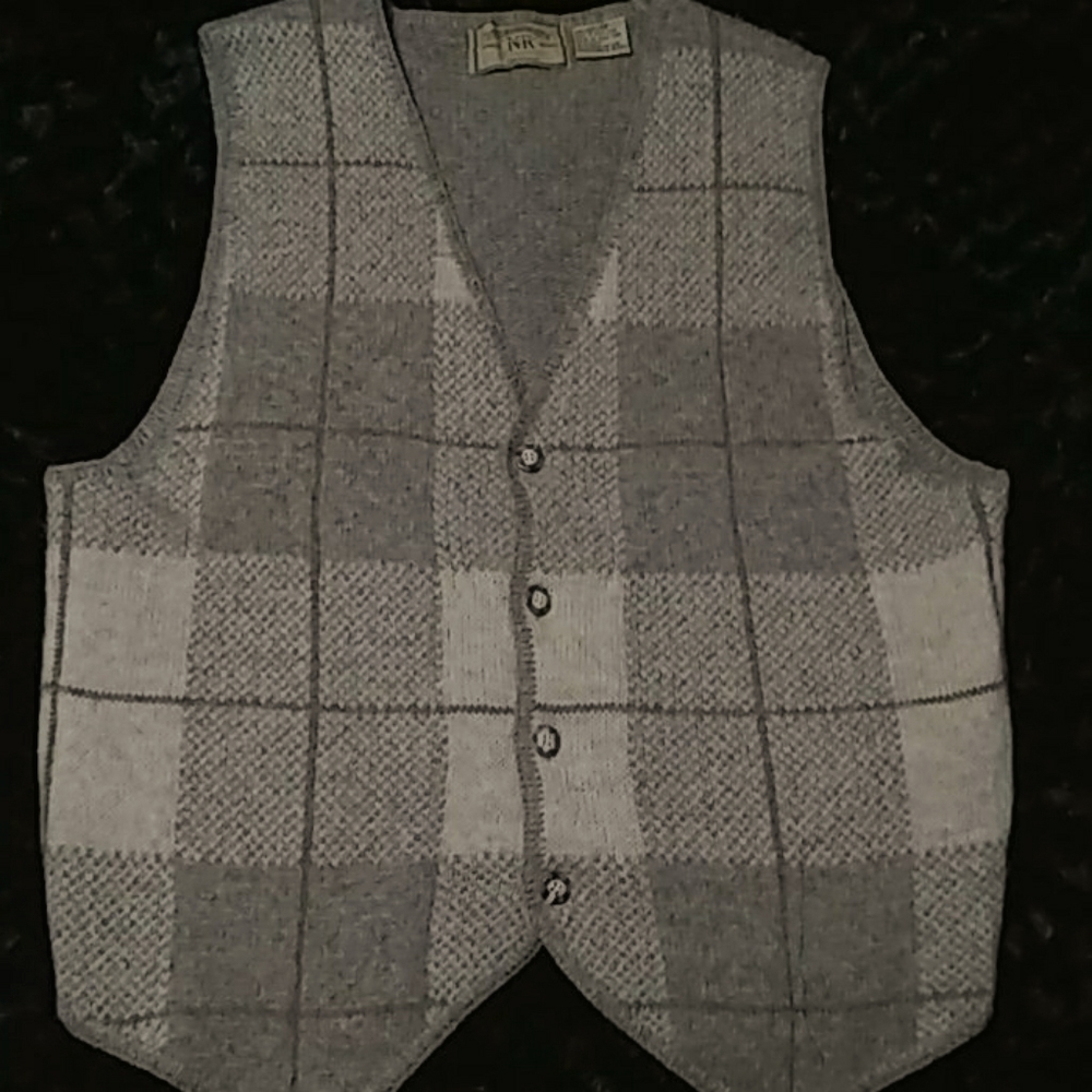 Vest vintage with grey lite grey cream and brown